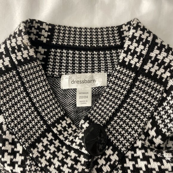 Dressbarn Women's Houndstooth Open Front Cardigan Black White Sz 22/24 - Picture 3 of 7
